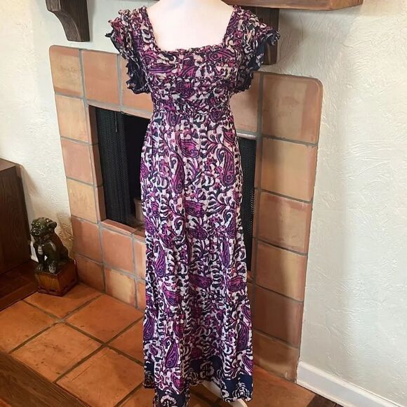 House of Harlow 1960 Dresses & Skirts - House of Harlow 1960 Batik Maxi Dress Ruffles Cut-Out Back Tie, size L